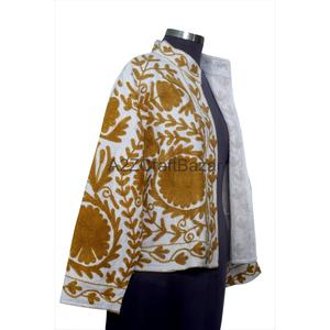 Chaqueta Bordada de Algodón TNT Ecológica con Volantes Tejidos Suzani, Estilo Boho Vintage para Mujer, Marca A2ZCraftBazar - Product Image 4