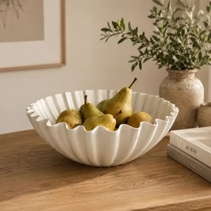 Tazón de Metal de 12.2 Pulgadas de Diámetro, Diseño Minimalista Blanco, Apto para Lavavajillas, Tazón para Servir Alimentos - Product Image 2