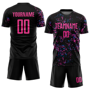 ชุดเสื้อฟุตบอลแบบซับลิเมชั่นสั่งทำพิเศษ สีดำลายสาดสีหลากสี คอกลม แขนสั้น สำหรับผู้ใหญ่ 男女 ใช้ได้ - Product Image 4