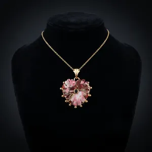 Collar con Colgante en Forma de Corazón de Cobre Rojo, Turquesa y Circonita Negra, Cadena de Latón Chapada en Oro de 18k, Regalo de Moda para Ella - Product Image 4