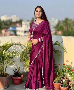 Sari de Georgette con adornos estilo Bollywood KV - Product Image 1