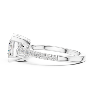 Anillo de Compromiso Art Deco con Moissanita Creada en Laboratorio de 2 Quilates, Corte Princesa, con Detalles Pavé, Chapado en Oro de 14K, Certificado GRA - Product Image 2