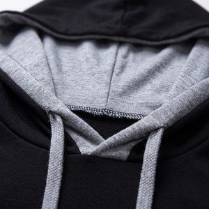 <b>Men's</b> Casual 100% Cotton Fleece Hooded Sweater 2-Color Solid Pattern Lined Design Winter Season Plain Dyed Polyester/Cotton - Product Image 4