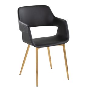 Juego de 2 Sillas de Comedor/Accesorio Margarite, Metal Dorado y Cuero Sintético Negro, Diseño Contemporáneo y Elegante - Product Image 2