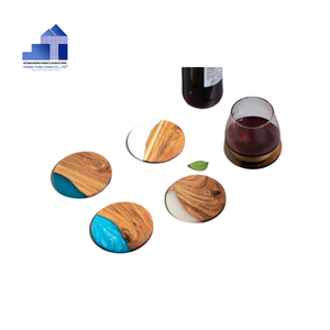 Meilleur prix, sous-verres en bois faits à la main avec résine époxy, design rond vert, écologiques, décoration d'intérieur, Vietnam - Product Image 3