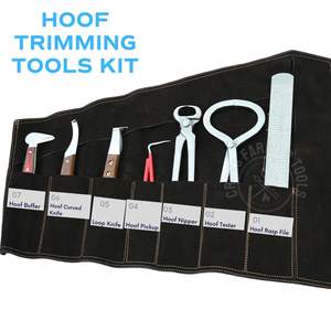 Juego de herramientas comerciales para herradores con estuche negro: Cortaúñas para pezuñas, Lima raspadora, Cuchillo curvo, Pulidor, Herramienta para clavos y Cuchilla de bucle desmontable - Product Image 4