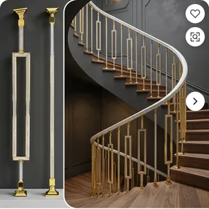 Balustre d'escalier en fer de luxe avec main courante blanche, design moderne résistant à la rouille, décoratif pour escalier intérieur, aménagement intérieur de la maison - Product Image 4