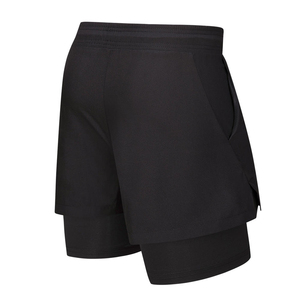 Pantalones cortos de running 2 en 1 para hombre, de algodón jersey, cintura elástica con cordón, bolsillos, tela transpirable de secado rápido, servicio OEM al por mayor - Product Image 3