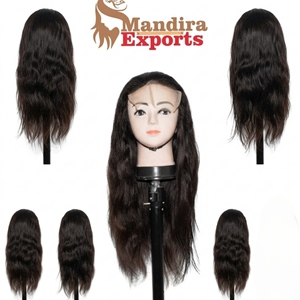 Peluca de Cabello Humano Ondulado Barato de la India, Tamil Nadu, 100% Sin Procesar, Remy, Cutícula Alineada, Color Natural, Doble Trama Fusionada a Máquina - Product Image 2