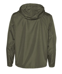 Veste coupe-vent à capuche pour homme, couleur vert olive, légère, résistante à l'eau, fermeture éclair sur le devant, décontractée, pour l'extérieur, printemps - Product Image 2