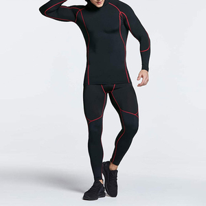 <b>Men</b> Long Sleeve Rash Guard <b>Black</b> Red Trim Quick Dry Swim Shirt Full Coverage Athletic Surfwear Top - Product Image 4