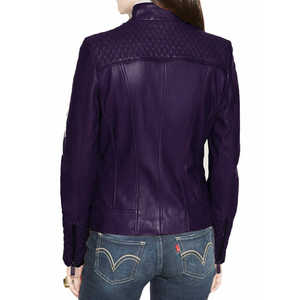 Chaqueta de Motociclista Acolchada de Cuero Genuino Leathertex Violet Vixen para Mujer - Product Image 1