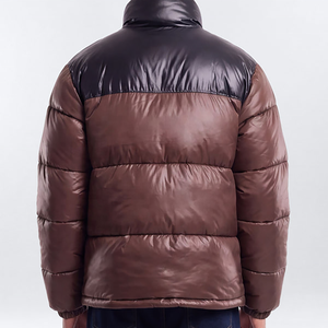 Doudoune matelassée de luxe pour homme, coupe-vent, chaude et épaisse, avec col montant et fermeture éclair, motif color block, idéale pour l'hiver - Product Image 2