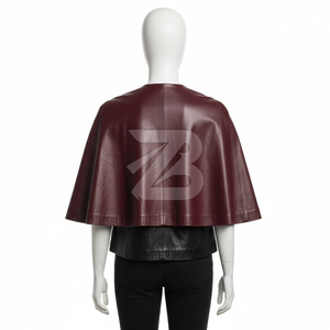 Women Genuine Leather Cape Sleeve Jacket Custom Logo OEM ODM Wholesale Color Block Fashion <b>Coat</b> Women's Jackets - Product Image 2
