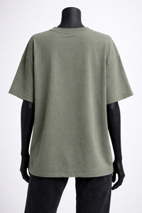 Camiseta de Cuello Redondo Verde Oliva para Mujer, Manga Corta, Corte Regular, Algodón Jersey, Ecológica, Transpirable, Ropa Casual para Todas las Temporadas - Product Image 2