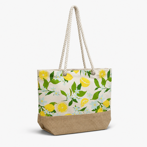 Bolsa de Playa de Yute Laminada con Impresión Personalizada, Asas de Cuerda, Venta al Por Mayor, OEM, Marca Privada, Proveedor de Bolsas de Compras Reutilizables - Product Image 3