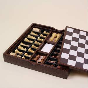 Juego de Ajedrez Profesional de Madera Personalizado con Estuche de Cuero Portátil, Decoración Minimalista para Mesa de Juego, Ajedrez Internacional de Lujo de 15 Pulgadas - Product Image 6