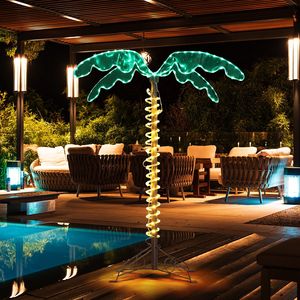 Luci a Forma di Palma di Cocco Impermeabili IP65 da 120 cm con 189 LED Rossi e Sensore di Movimento, Alimentazione DC per Decorazione Giardino - Product Image 1