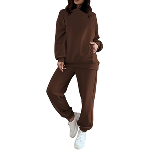 Ensemble streetwear deux pièces pour femmes, veste courte zippée, pantalon de jogging taille haute, survêtement en jersey de coton - Product Image 6