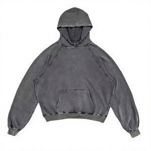 Sudadera con Capucha Oversize Gris para Hombre, Estilo Casual con Bolsillo Frontal y Estampado de Letras - Product Image 3