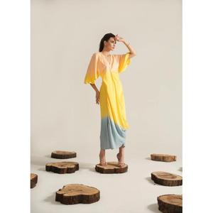 Robe midi drapée ombrée pour femme, élégante robe kaftan pour l'été - Product Image 2