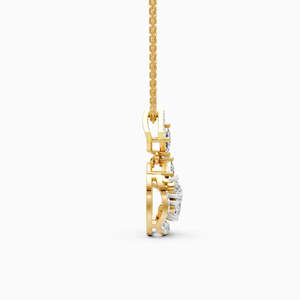 จี้เพชรทรงลูกแพร์เคลือบทองคำขาว 18K สีโรสโกลด์คลาสสิก ประดับด้วยพลอยมรกตด้านข้าง เครื่องประดับงานแต่งงานสุดหรู - Product Image 2