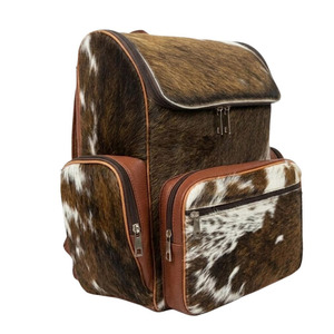 Cowhide <b>Leather</b> School Bag With Real Fur Shoulder Straps Durable Softback Outdoor <b>Large</b> Space - Product Image 6