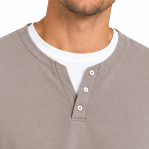 Men <b>Henley</b> Pajama Set <b>Long</b> <b>Sleeve</b> Sleepwear Two Piece Loungewear Casual Homewear - Product Image 5