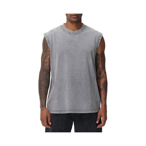 Camisetas sin mangas para hombre, camisetas de gimnasio con efecto desgastado, camisetas holgadas para correr y playa - Product Image 1