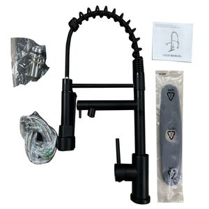 Grifo de cocina monomando de acero inoxidable con rociador extraíble, 2 funciones, cuello de resorte táctil, instalación de un solo orificio - Product Image 6