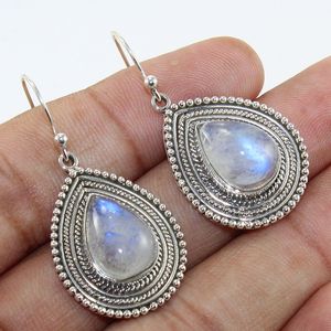 Wholesale Natural <b>Rainbow</b> Moonstone Earrings 925 Sterling Silver Handmade Teardrop <b>Rainbow</b> Moonstone Dangle Earrings - Product Image 2