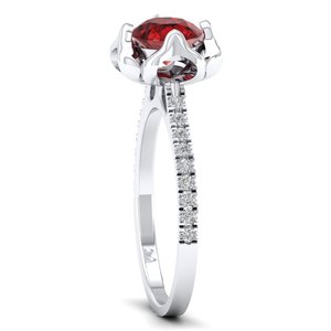 Anillos REYES de Plata de Ley 925 de Primera Calidad con Granate Natural y Moissanita Certificada por GRA para Mujer, Joyería Fina - Product Image 3