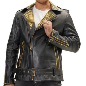 Chaqueta de cuero transpirable para hombre, estilo punk, con tachuelas, diseño personalizado, de alta calidad, fabricada a medida. - Product Image 1