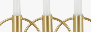 Latest product Luxury Geometric 3-Ring <b>Brass</b> Plated Candle Stand | Modern Abstract Circle Triple Taper <b>Candlestick</b> <b>Holder</b> - Product Image 5
