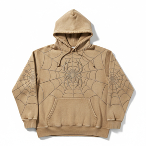 Sudadera con capucha personalizada al por mayor para hombre, chándal gráfico con diseño de telaraña de diamantes de imitación, sudadera polar unisex, ropa urbana, de fábrica - Product Image 5