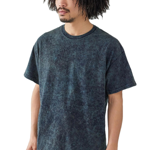 Casual Acid <b>Wash</b> Men's T Shirts 100% Cotton Knitted Eco-Friendly Breathable Lightweight O Neck Solid Color Customizable Short - Product Image 1