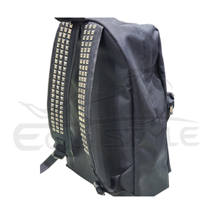 Wholesale Classic Black Backpack Everyday Carry Lightweight Brass <b>Studs</b> Adjustable Shoulder Straps Bulk Waterproof Travel <b>Bag</b> - Product Image 2