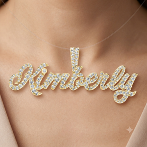 Collar con Placa de Nombre Personalizada en Plata 925 con Letras Cursivas y Diamantes Cultivados en Laboratorio, Colgante Personalizado Estilo Hip Hop, Regalo - Product Image 2