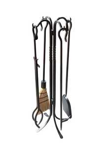 Ensemble d'outils de cheminée en fer antique, grand ensemble d'outils pour foyer, accessoires de décoration de cheminée en fonte - Product Image 5