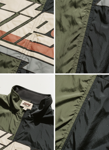 Men's Color Block <b>Racer</b> <b>Jacket</b> With Custom Logo Print Zip Fly Stand Collar Water Resistant Polyester Outerwear - Product Image 3