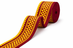 Cinta Jacquard Étnica de 35 mm, 100% Poliéster, Roja y Amarilla, Tejida, Decorativa, para Borde de Saree, Accesorios de Prendas, Embalaje - Product Image 4