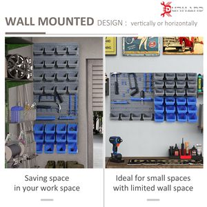 44-Piece <b>Pegboard</b> Organizer Kit Wall Mounted Tool Storage Rack with Blue Bins and <b>Hooks</b> - Product Image 3
