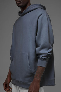 Sweat-shirt à capuche surdimensionné en coton biologique lourd pour homme avec logo personnalisé, vêtements écologiques pour l'hiver, fabriqué sur commande - Product Image 2