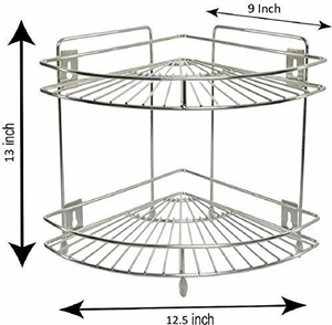 Étagère murale en acier inoxydable à deux niveaux, grande capacité, organisateur de rangement de cuisine, étagère murale robuste, rangement pour salle de bain et garde-manger - Product Image 3
