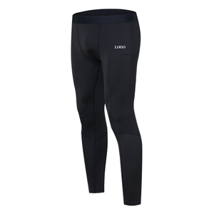 Pantalones de Compresión Negros para Hombre, Cintura Elástica, Secado Rápido, Ajuste Deportivo, Ligeros, para Entrenamiento y Gimnasio, Logotipo en la Pierna Derecha - Product Image 2