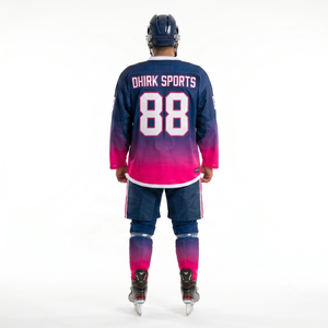 Camiseta de Hockey sobre Hielo Sublimada Personalizada de Fábrica OEM al por Mayor, Poliéster Premium con Degradado, Cuello en V, Corte Atlético, Uniforme de Equipo, Nombre del Equipo - Product Image 2