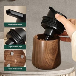 Distributeur de savon sculpté en bois de noyer en gros - Accessoires de salle de bain faits à la main - Product Image 5