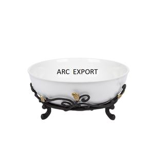 Support enduit de poudre noire verre blanc conception vaisselle de table élégant grand bol à mélanger pour la maison vaisselle bols à bas prix - Product Image 1