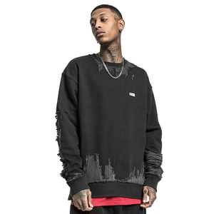 Sudaderas con hombros caídos y efecto desgastado para hombre, 400 g/m², cuello redondo, manga larga, forro polar - Product Image 5