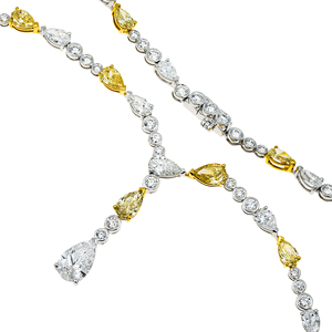 Collier pendentif en or blanc 14 carats avec diamants blancs et jaunes fantaisie, le plus vendu, pour mariée ou mariage et anniversaire, au prix d'usine - Product Image 4